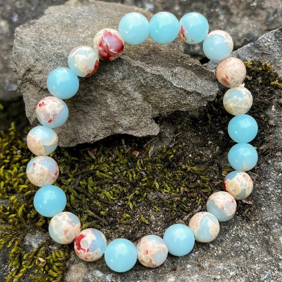 African Opal Gemstone Bracelet Handmade - Picture 3 of 5